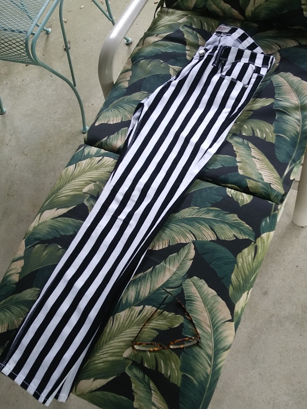 IRIS Stretch Black & White Vertical Stripe  Jeans